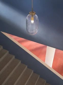 Bomma Lantern pendant, clear - patina gold