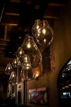 Bomma Tim pendant, medium, clear - brushed copper