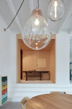 Bomma Tim pendant, medium, clear - brushed copper