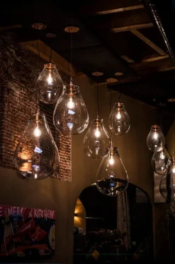 Bomma Tim pendant, small, clear - brushed copper