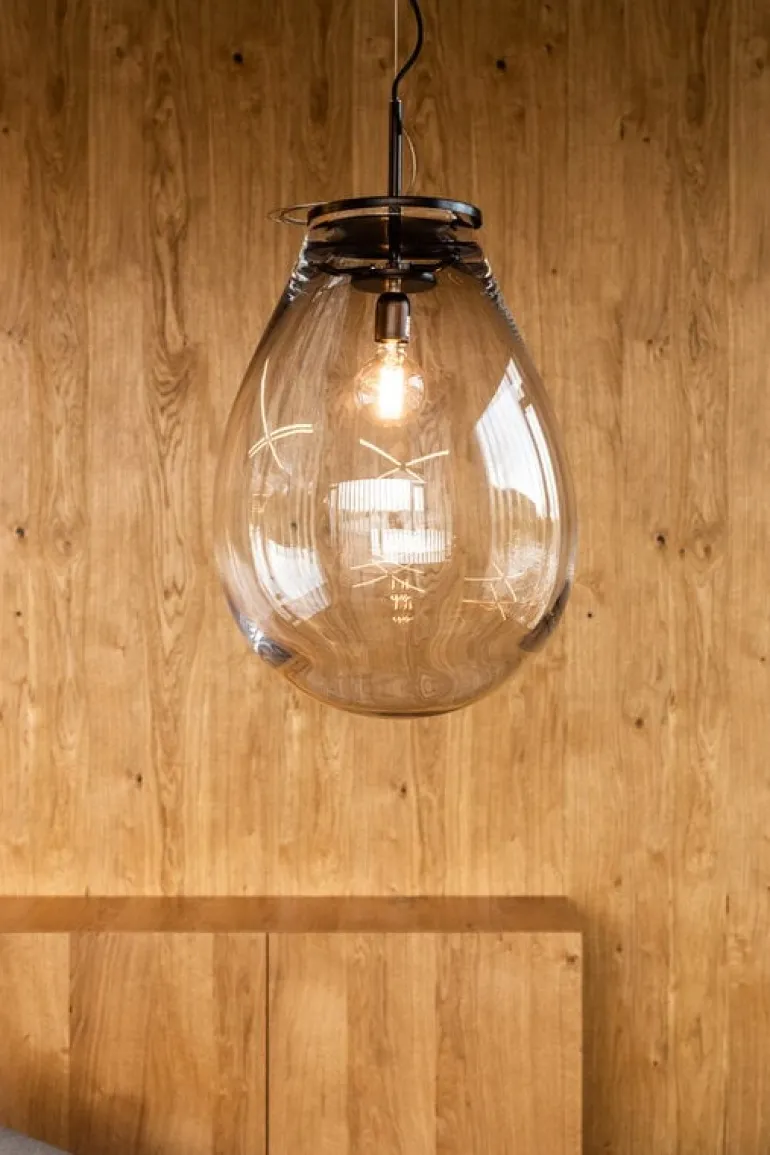 Bomma Tim pendant, small, clear - black