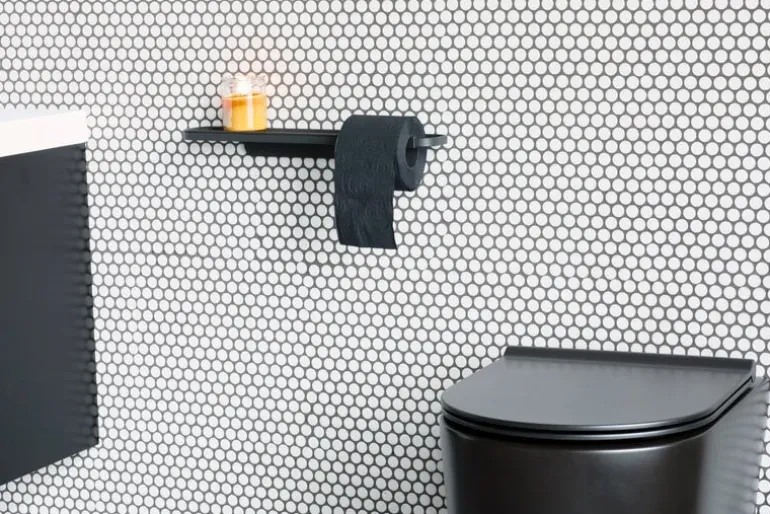 Brabantia MindSet toilet roll holder with shelf, mineral infinite grey