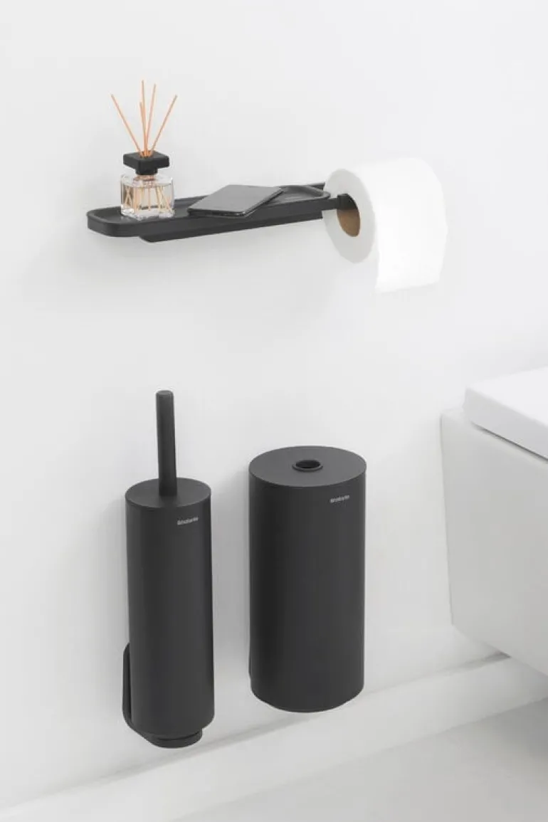 Brabantia MindSet toilet roll holder with shelf, mineral infinite grey