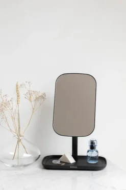 Brabantia ReNew mirror with storage tray, dark grey