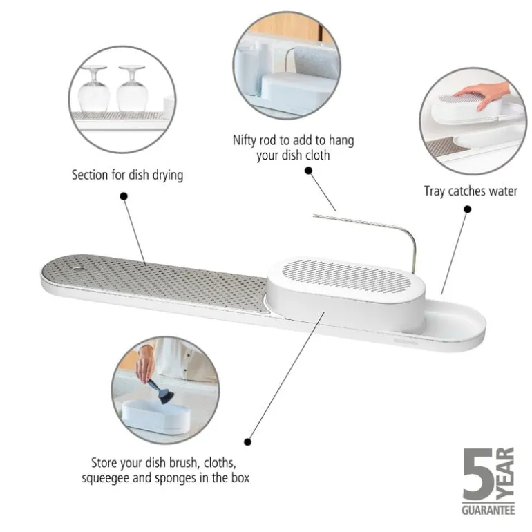 Brabantia SinkStyle organiser and drying tray, Mineral Infinite white