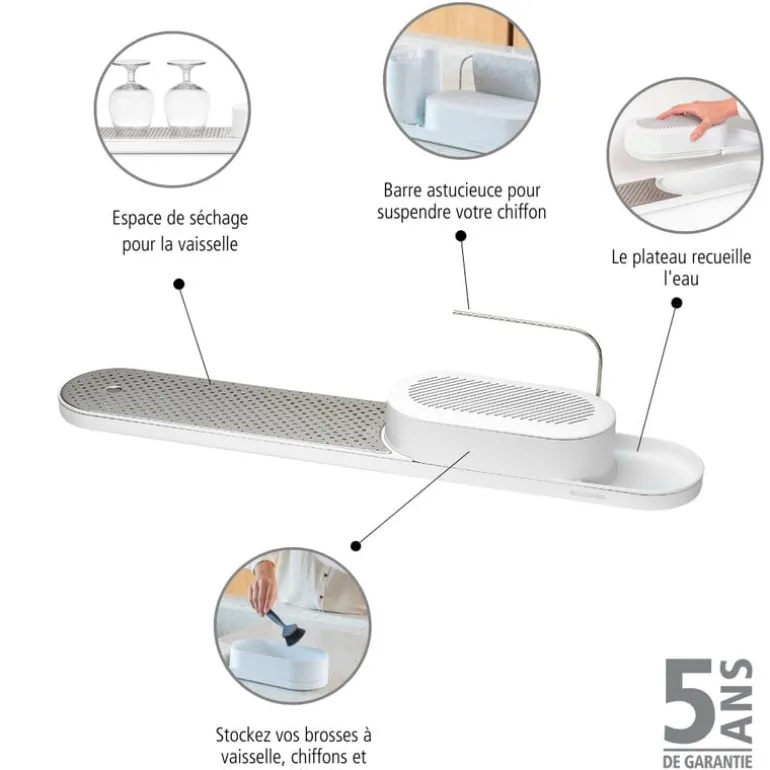 Brabantia SinkStyle organiser and drying tray, Mineral Infinite white