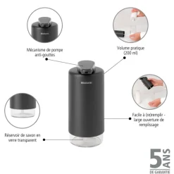 Brabantia SinkStyle soap dispenser, 200 ml, Mineral Infinite grey