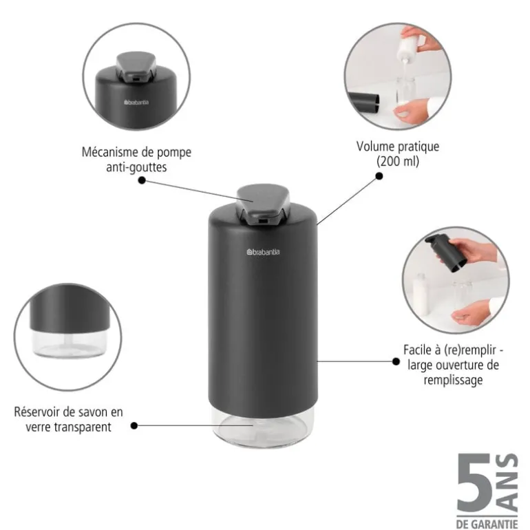 Brabantia SinkStyle soap dispenser, 200 ml, Mineral Infinite grey