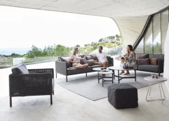 Cane-line Cube footstool, dark grey