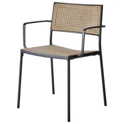 Cane-line Less armchair, stackble, grey - French weave natural