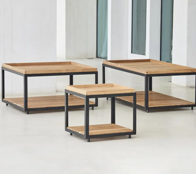 Cane-line Level coffee table, small, teak - lava grey