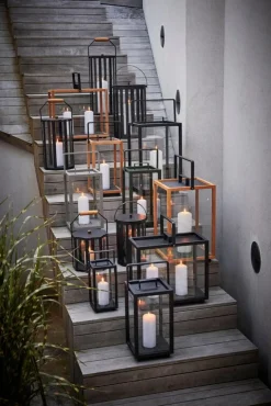 Cane-line Lightlux lantern with teak handle, XS, lava grey