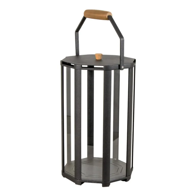Cane-line Lightlux lantern with teak handle, S, lava grey