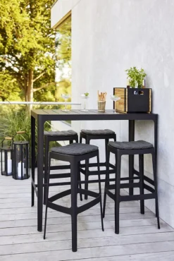 Cane-line Lightlux lantern with teak handle, L, lava grey