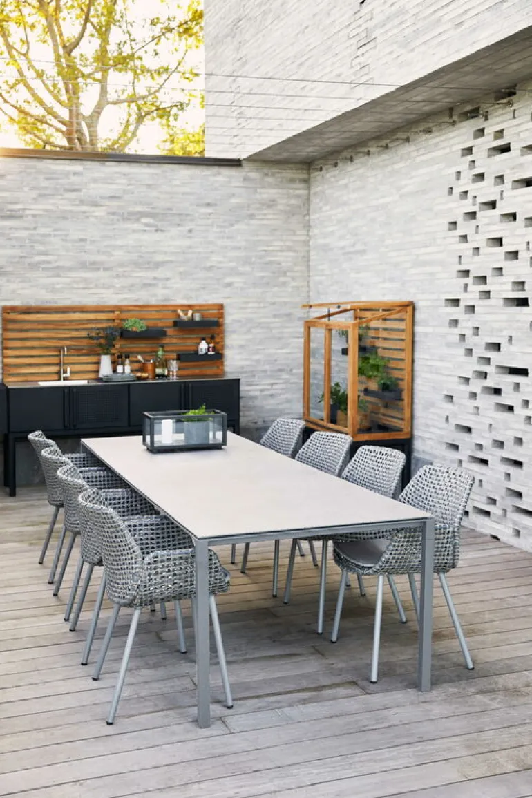 Cane-line Pure dining table, 280x100cm, light grey - concrete grey ceramic