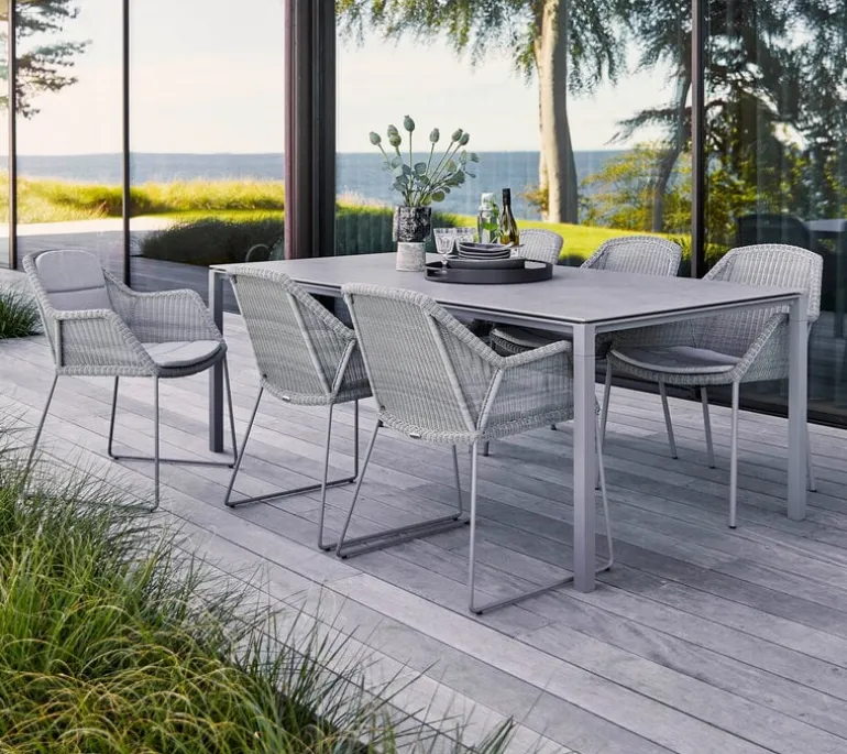 Cane-line Pure dining table, 200x100cm, light grey - concrete grey ceramic