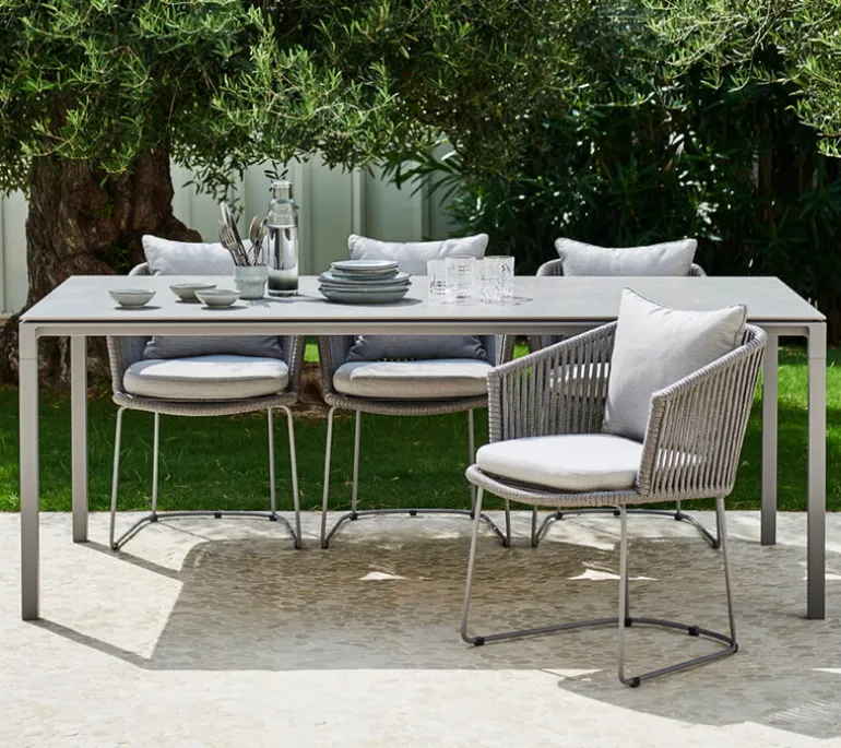 Cane-line Pure dining table, 200x100cm, light grey - concrete grey ceramic