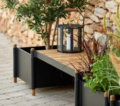 Cane-line Sticks planter, lava grey - teak