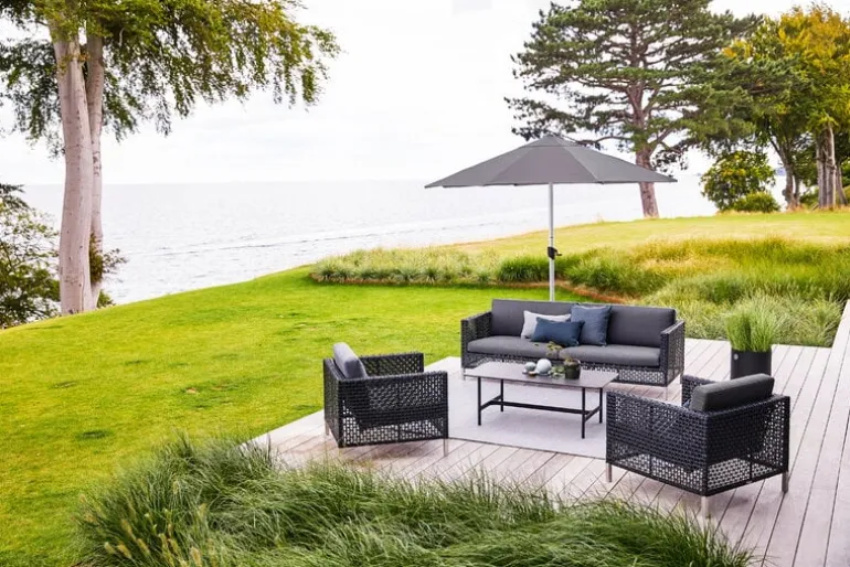 Cane-line Sunshade parasol, with tilt, light grey - silver