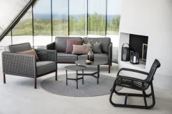 Cane-line Twist coffee table, diam. 70 cm, lava grey - fossil black