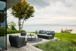 Cane-line Twist coffee table, diam. 70 cm, lava grey - fossil black