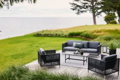 Cane-line Twist coffee table, 120 x 60 cm, lava grey - fossil black