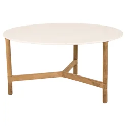 Cane-line Twist coffee table, diam. 90 cm, teak - travertine look