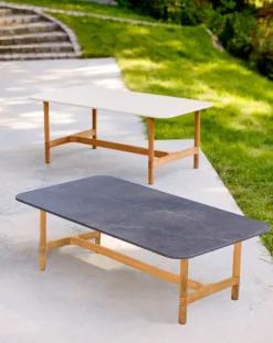 Cane-line Twist coffee table, 120 x 60 cm, teak - travertine look