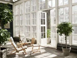 Carl Hansen & Søn BM5768 Deck chair footstool, teak - off-white