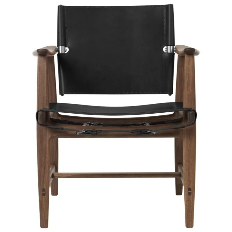 Carl Hansen & Søn BM1106 Huntsman chair, oiled walnut - black leather - steel