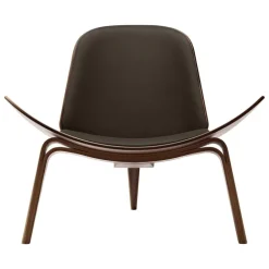 Carl Hansen & Søn CH07 Shell lounge chair, oiled walnut – d. brown leather Thor377
