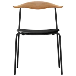 Carl Hansen & Søn CH88P chair, black steel - black leather - oiled oak