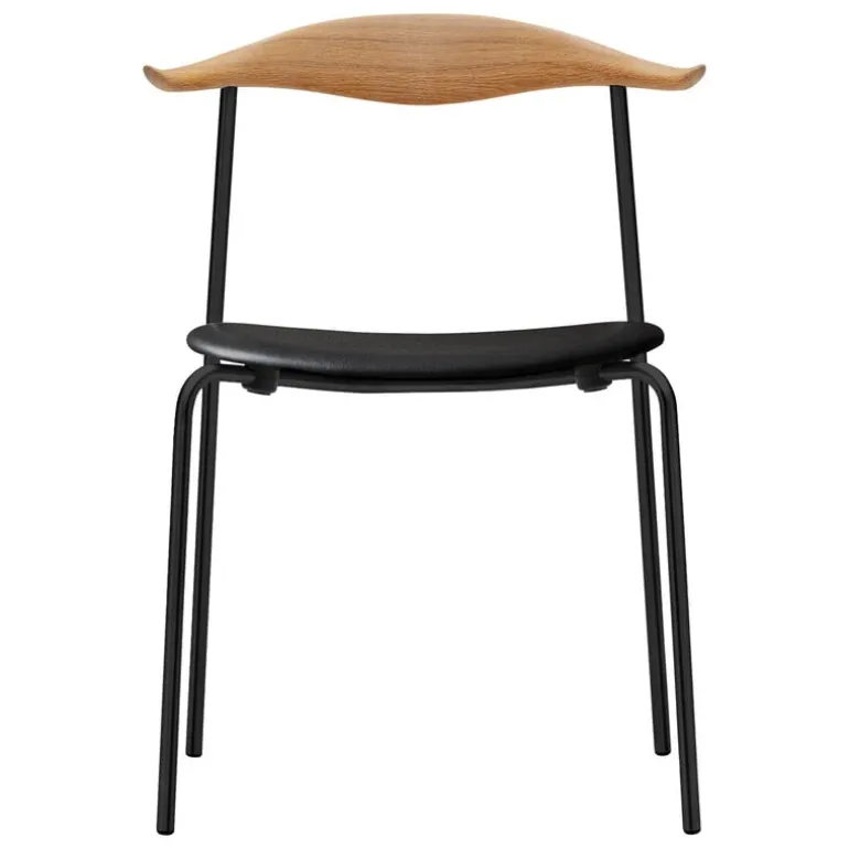 Carl Hansen & Søn CH88P chair, black steel - black leather - oiled oak