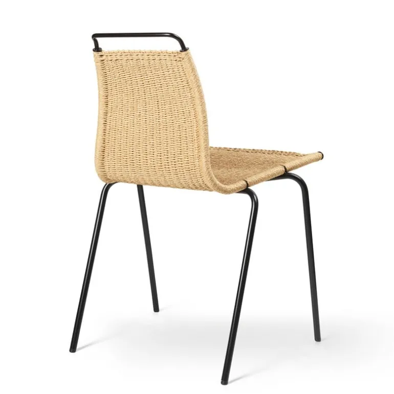 Carl Hansen & Søn PK1 chair, black steel - natural paper cord