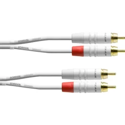 Cordial RCA cable pair for speakers, 3 m, white