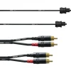 Cordial RCA/Toslink cable set for subwoofer, 6 m, black