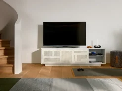 Design House Stockholm Air sideboard, low,  stained white grey - cane