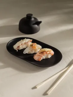 Design House Stockholm Sand Secrets plate, oval 20 cm, black