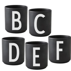 Design Letters Arne Jacobsen porcelain cup, black, A-Z