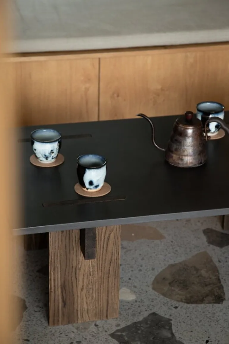 Eberhart Furniture Arnold coffee table, dark concrete - dark oak