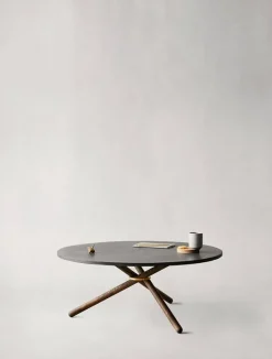 Eberhart Furniture Bertha coffee table, 90 cm, dark concrete - dark oak