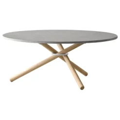 Eberhart Furniture Bertha coffee table, 90 cm, light concrete - light oak
