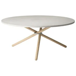 Eberhart Furniture Edda coffee table, 105 cm, light concrete - light oak