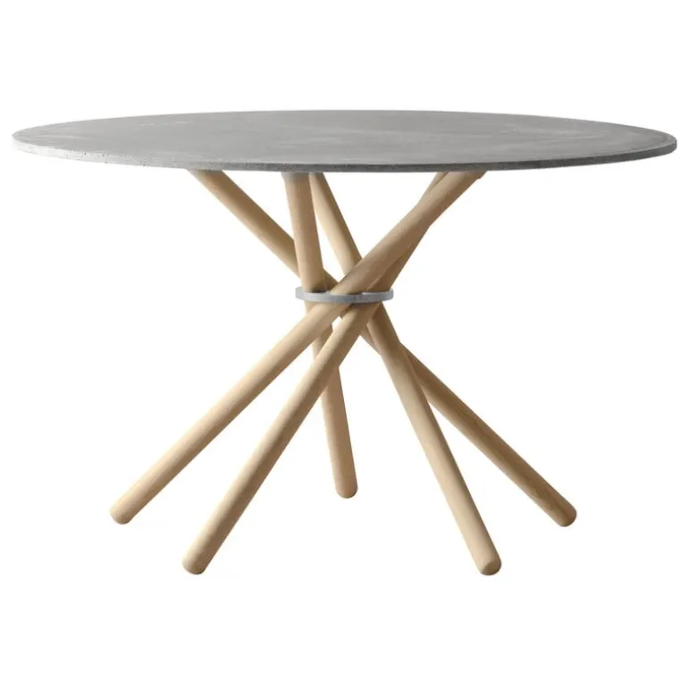 Eberhart Furniture Hector dining table, 120 cm, light concrete - light oak