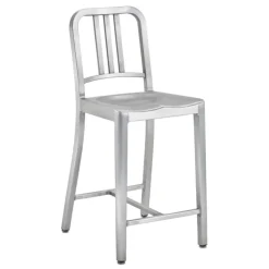 Emeco 1006 Navy counter stool, brushed aluminium