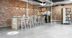 Emeco 1006 Navy counter stool, brushed aluminium