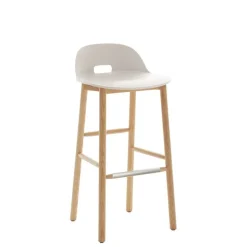 Emeco Alfi bar stool, low back, white - natural ash