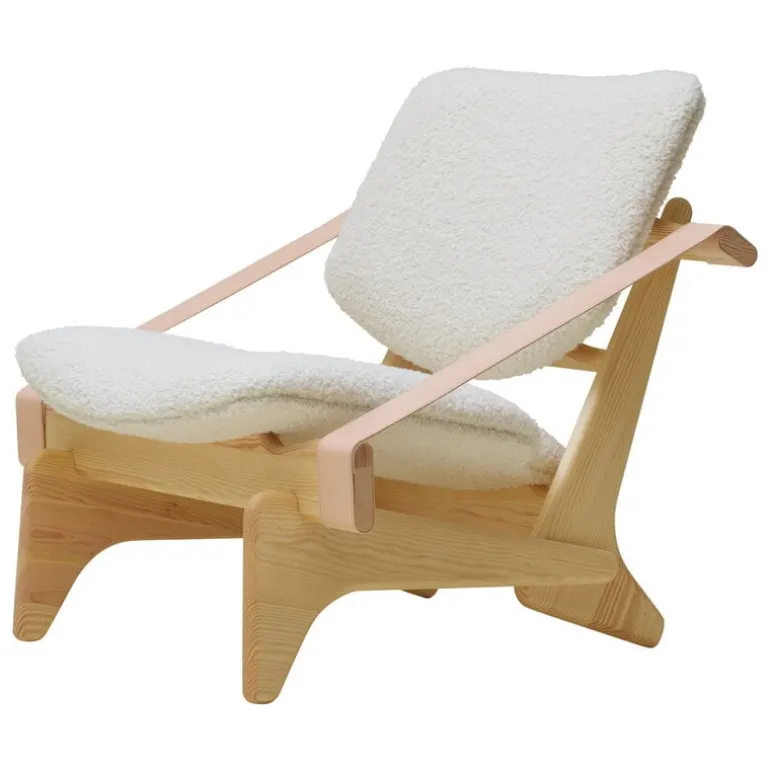 Fasetti Jumbo lounge chair, oiled pine - Makalu natural white