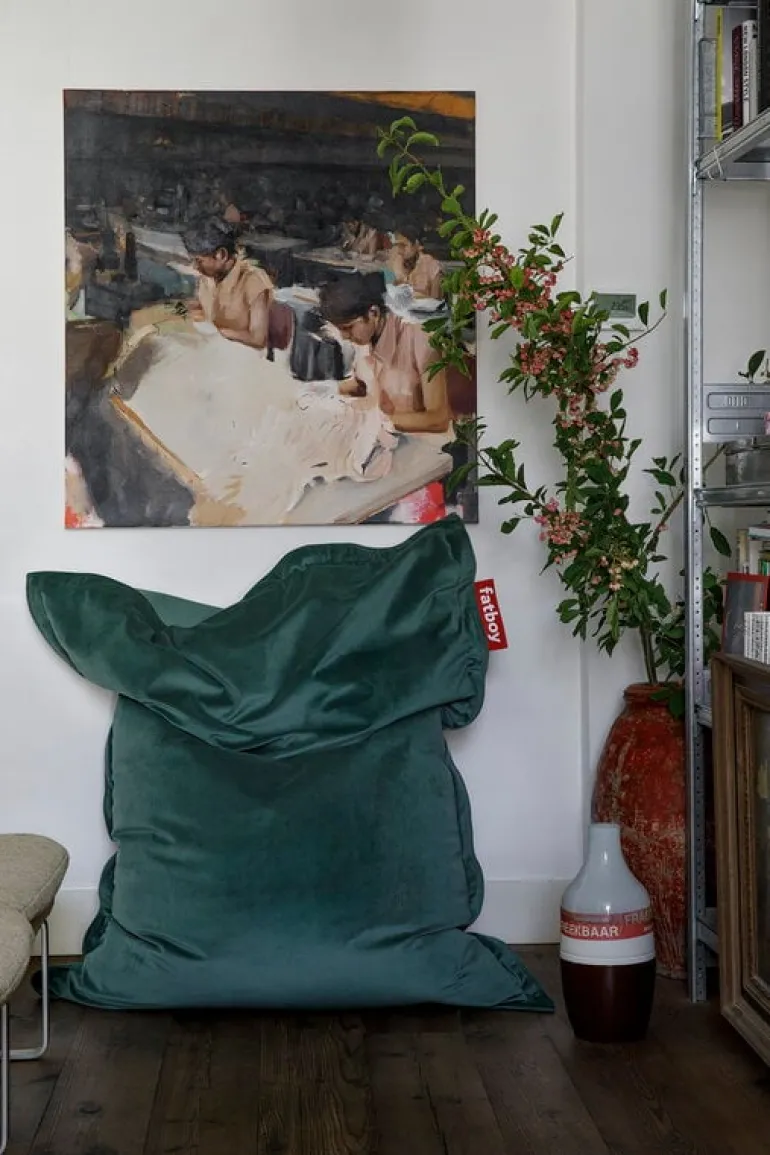 Fatboy Original Slim Velvet Recycled bean bag, petrol