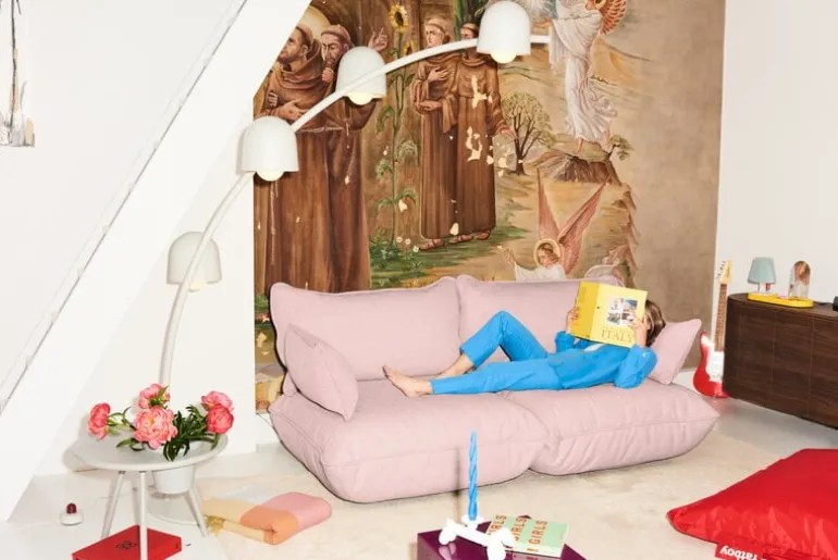 Fatboy Sumo Medium sofa, Weave bubble pink